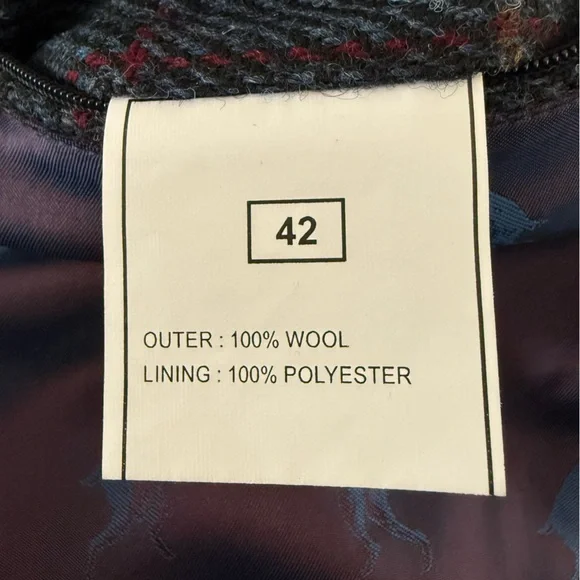 PETER CHRISTIAN Harris Tweed 42 Bomber Harrington Jacket Blue Wool Windowpane - Picture 9 of 11